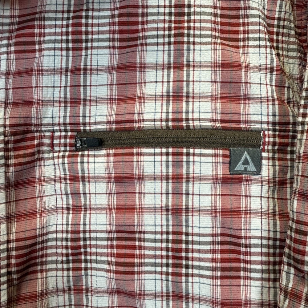 Ascend Mens Large Hiking Shirt Plaid Button Up Outdoor Fishing Zip Polyester - Picture 5 of 10